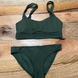 Arie olive green ribbed bikini